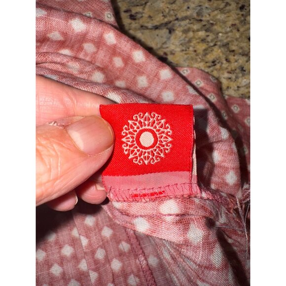 Anvita XL Pink White Polka Dot L/S Button Maxi Dress Peasent Cottage Country - Picture 8 of 11